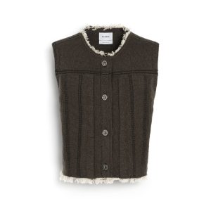 Veste Denim à franges sans manches en cachemire et coton