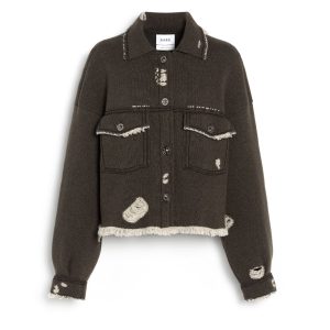 Veste Denim à franges en cachemire et coton